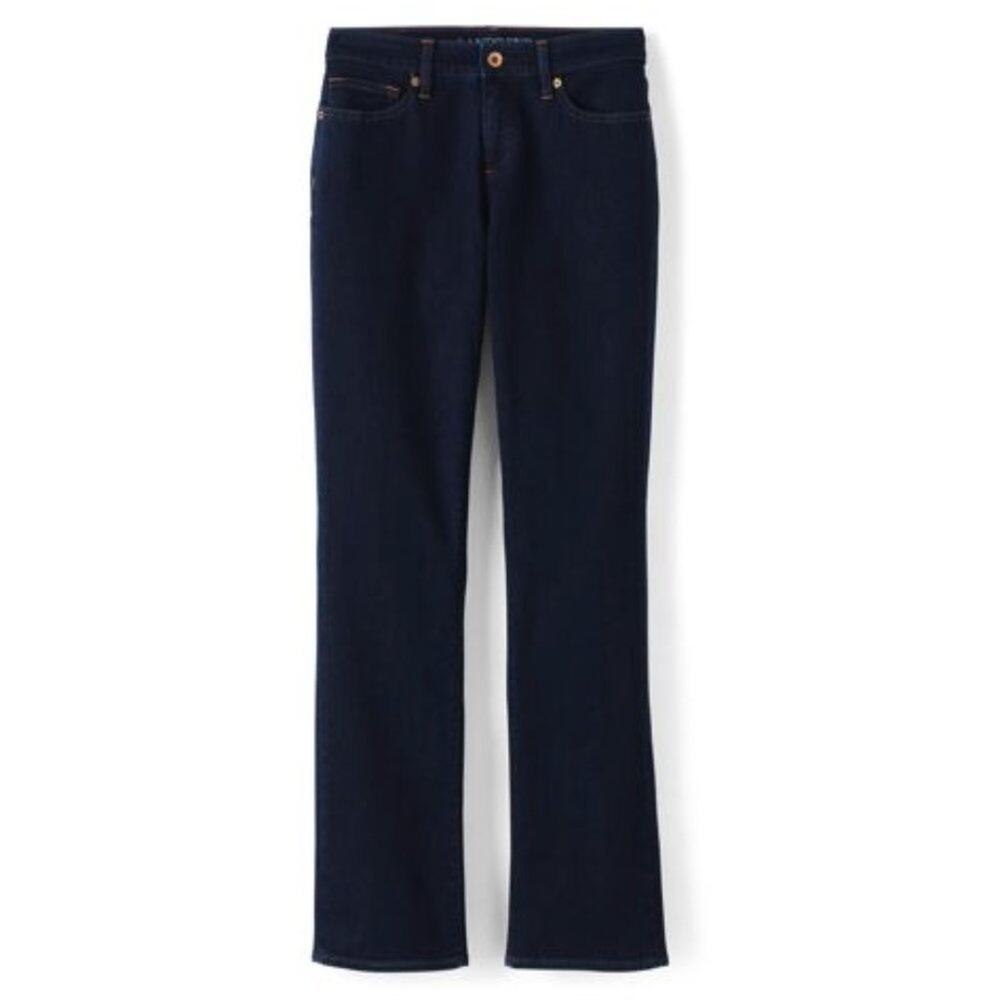 Lands' End Women's Petite Mid Rise Straight Corduroy Pants Dark Navy Size 14P
